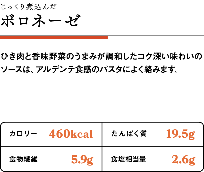 じっくり煮込んだボロネーゼ